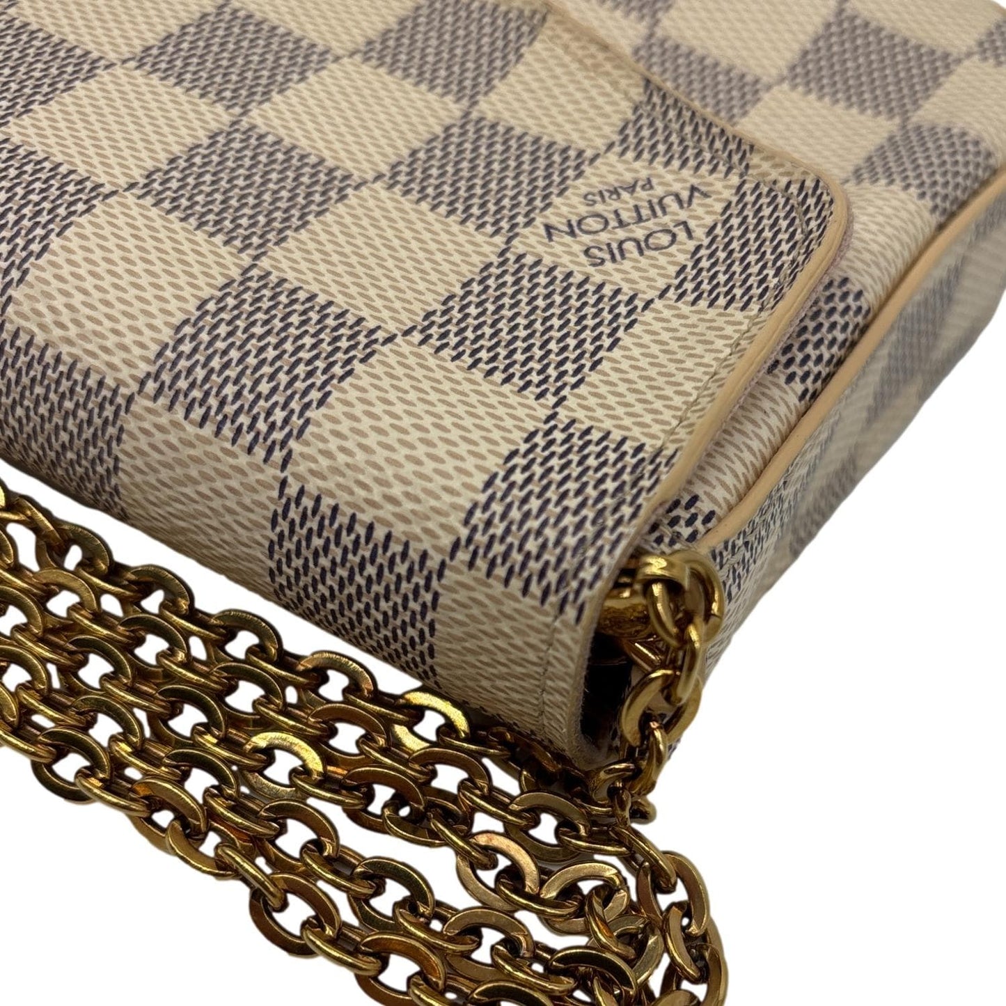 LOUIS VUITTON Felicie Pochette Damier Azur Crossbody Bag Rose Ballerine
