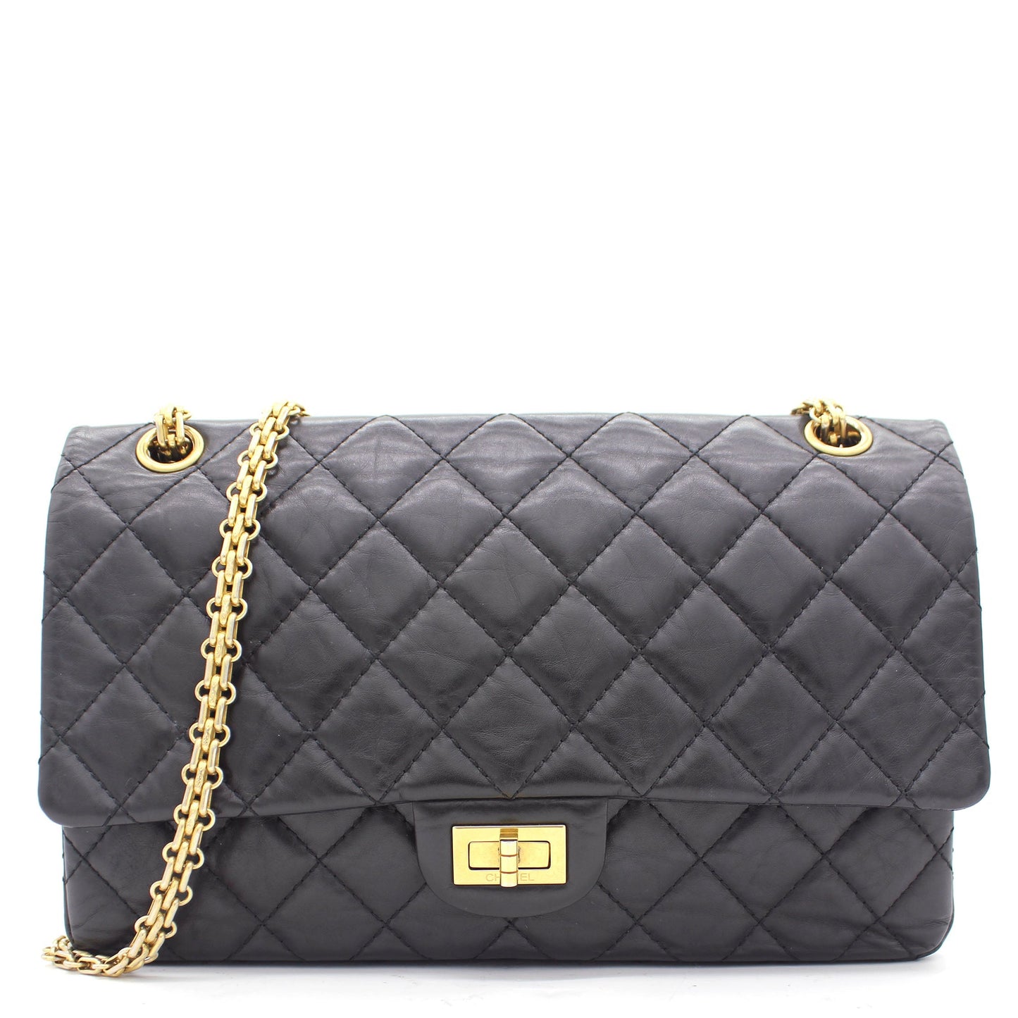Chanel Black Quilted Crinkled Leather 226 Classic Reissue 2.55 Flap Bag