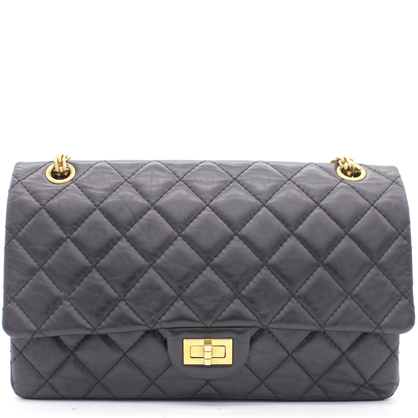 Chanel Black Quilted Crinkled Leather 226 Classic Reissue 2.55 Flap Bag