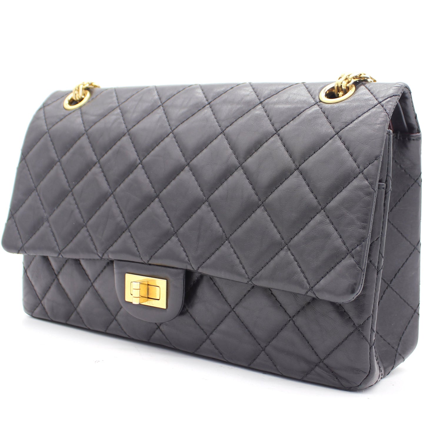Chanel Black Quilted Crinkled Leather 226 Classic Reissue 2.55 Flap Bag