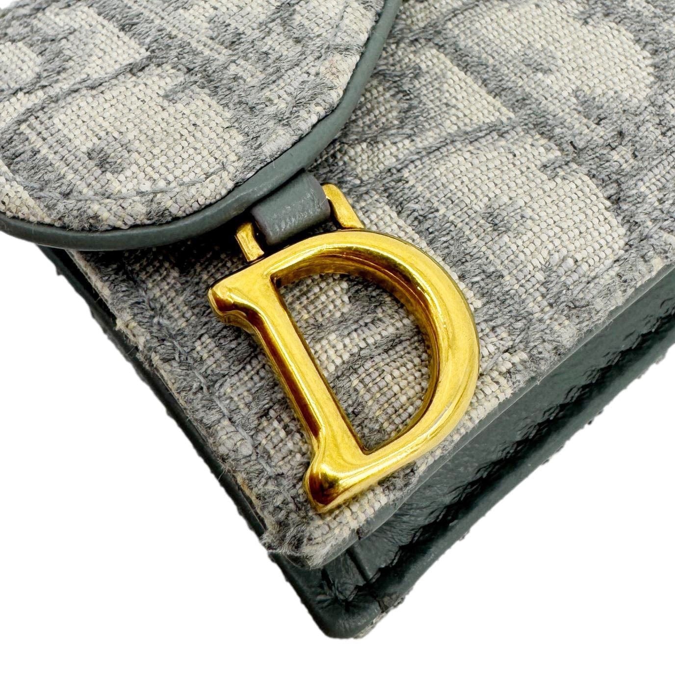 CHRISTIAN DIOR Saddle Oblique Canvas Card Holder Gray