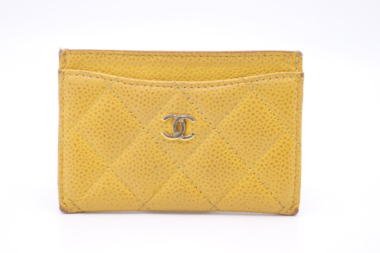 Chanel Card Case in Yellow Caviar Leather