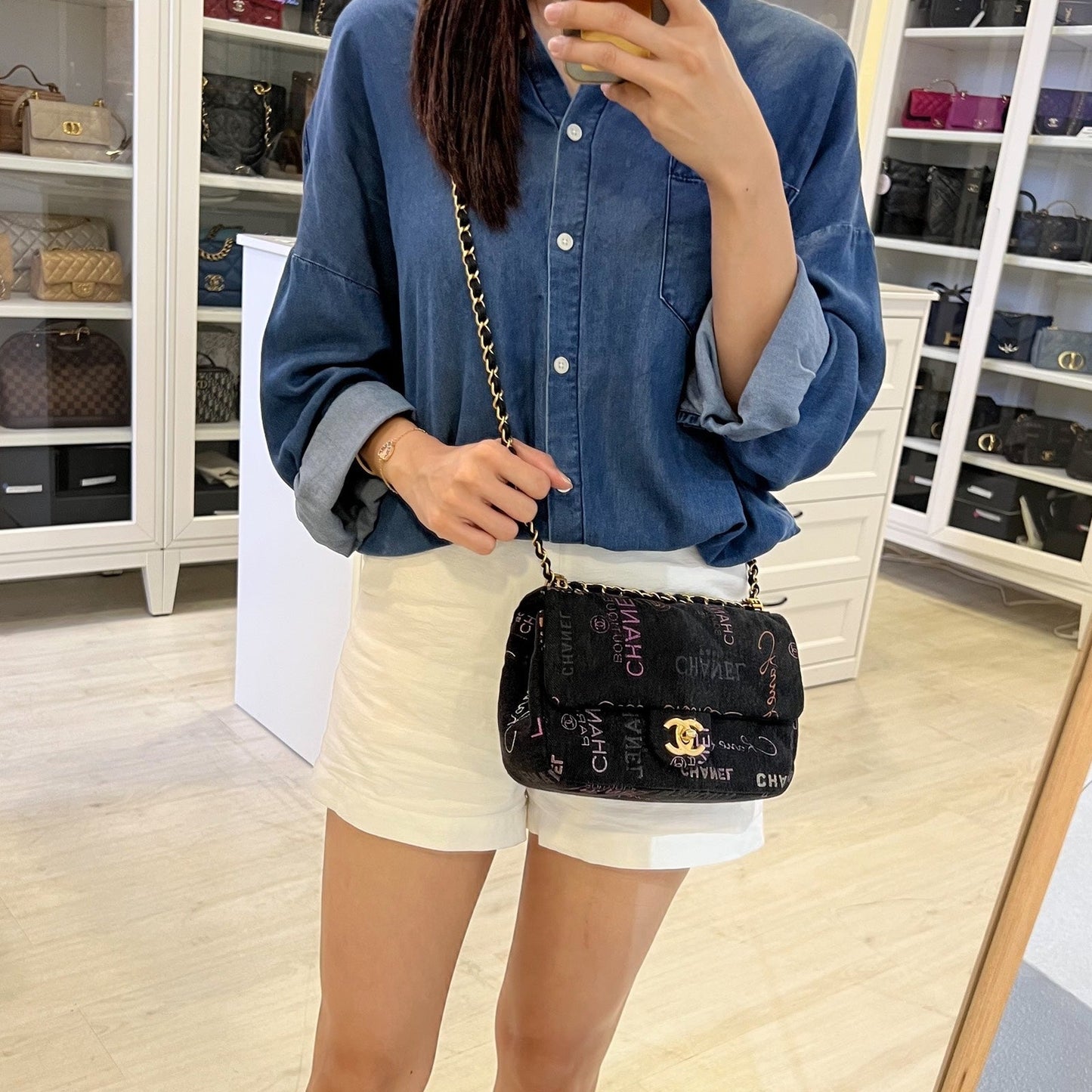 Chanel 22P Mood Small Flap Bag in Black Printed and AGHW