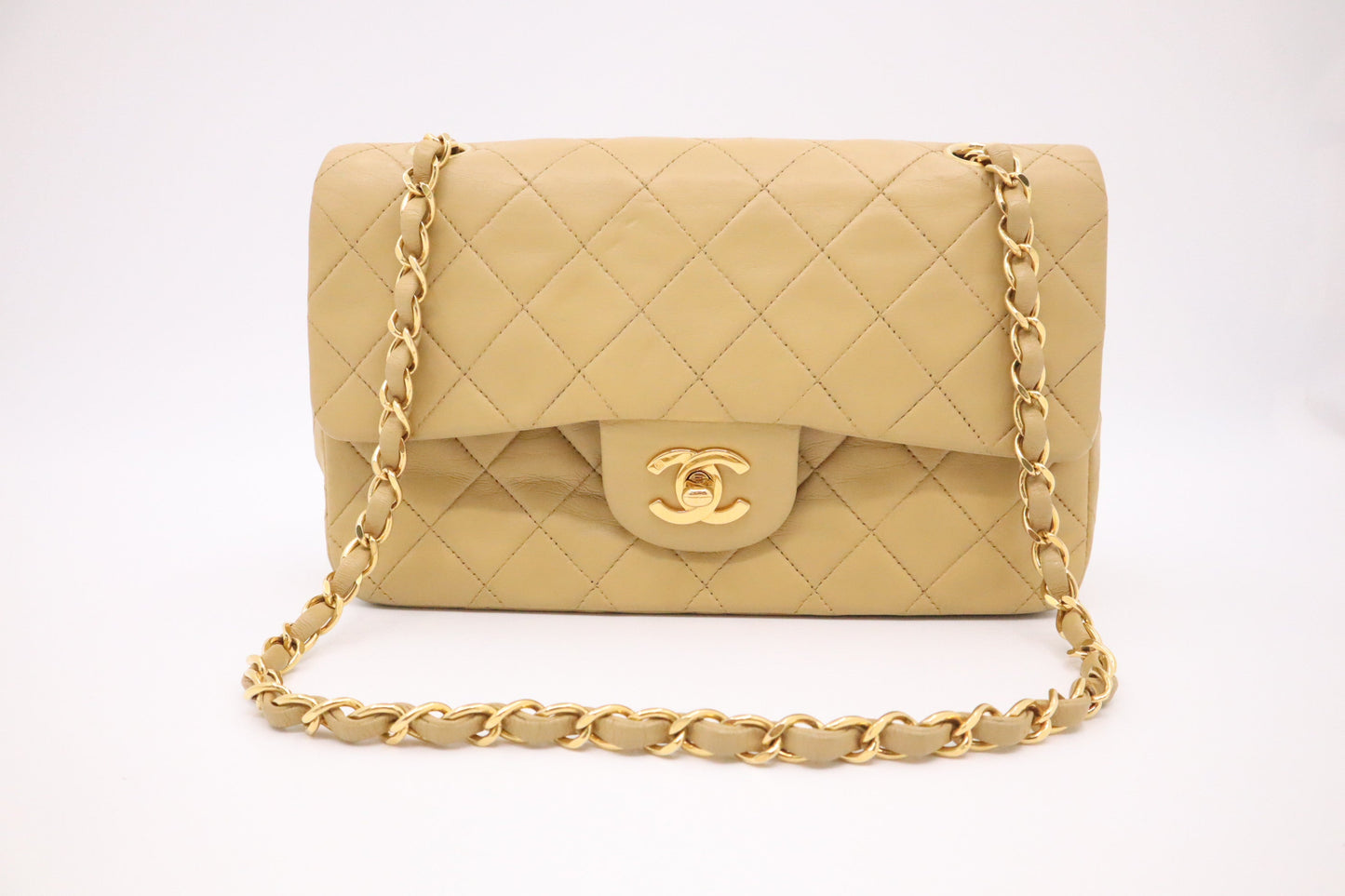Chanel Small Double Flap in Beige MattelassÃ© Leather