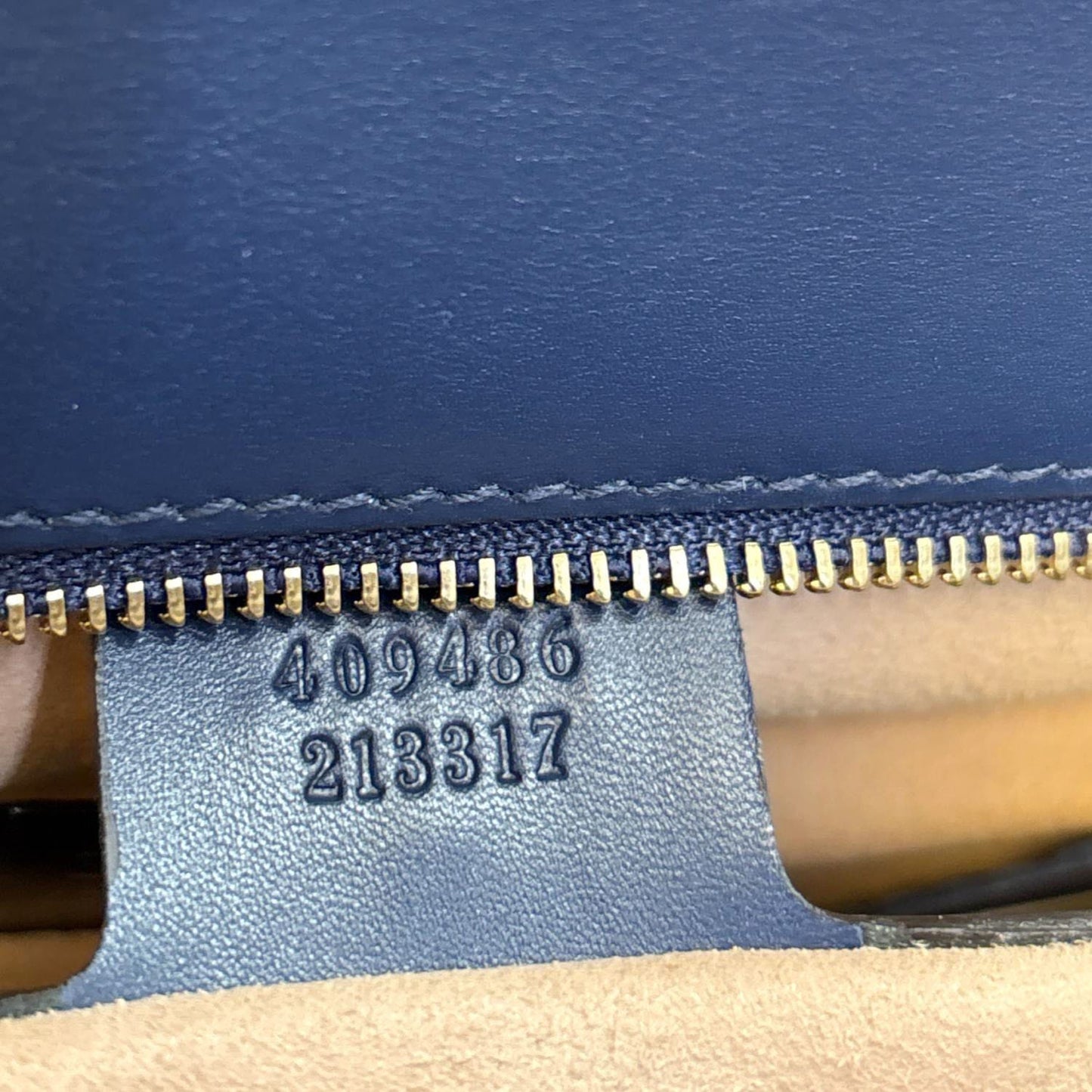 GUCCI Padlock Medium GG Leathrer Chain Shoulder Bag Navy Blue 409486