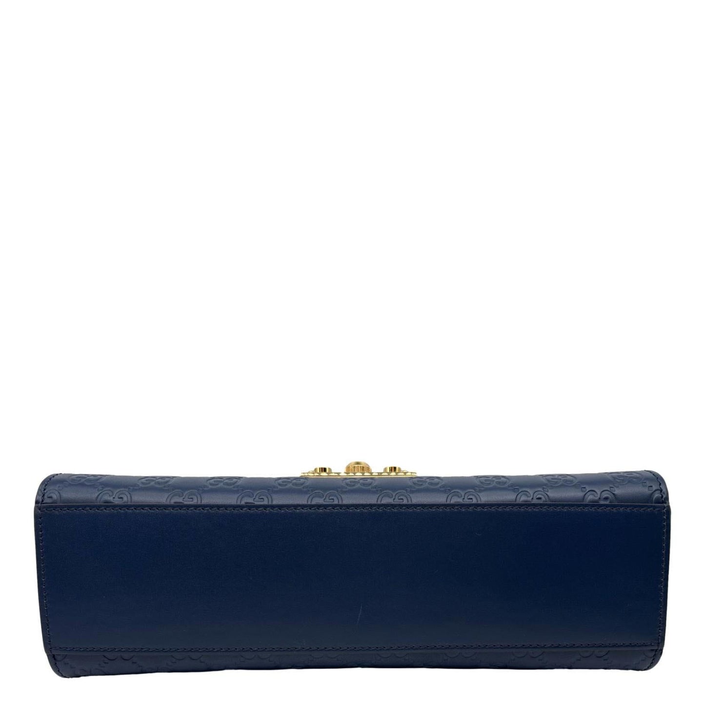 GUCCI Padlock Medium GG Leathrer Chain Shoulder Bag Navy Blue 409486