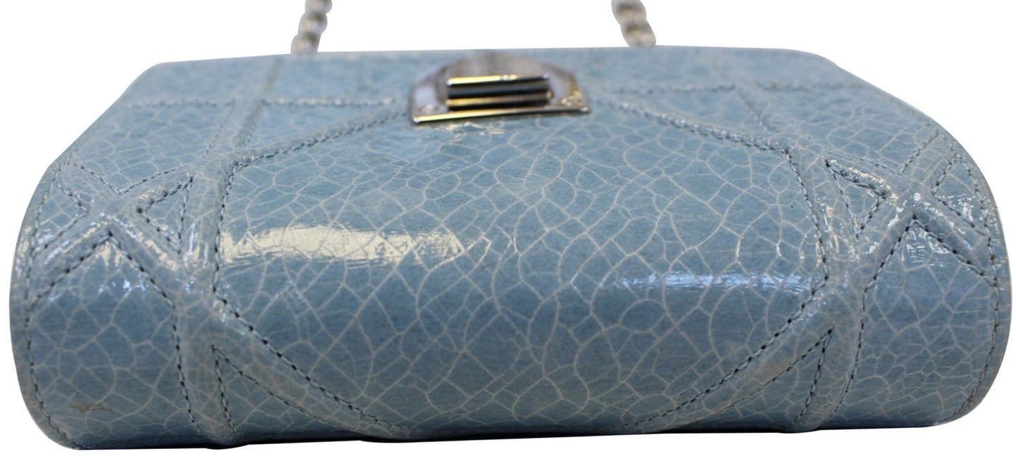 CHRISTIAN DIOR Aqua Blue Leather Mini Diorama Crossbody Bag - Last Call