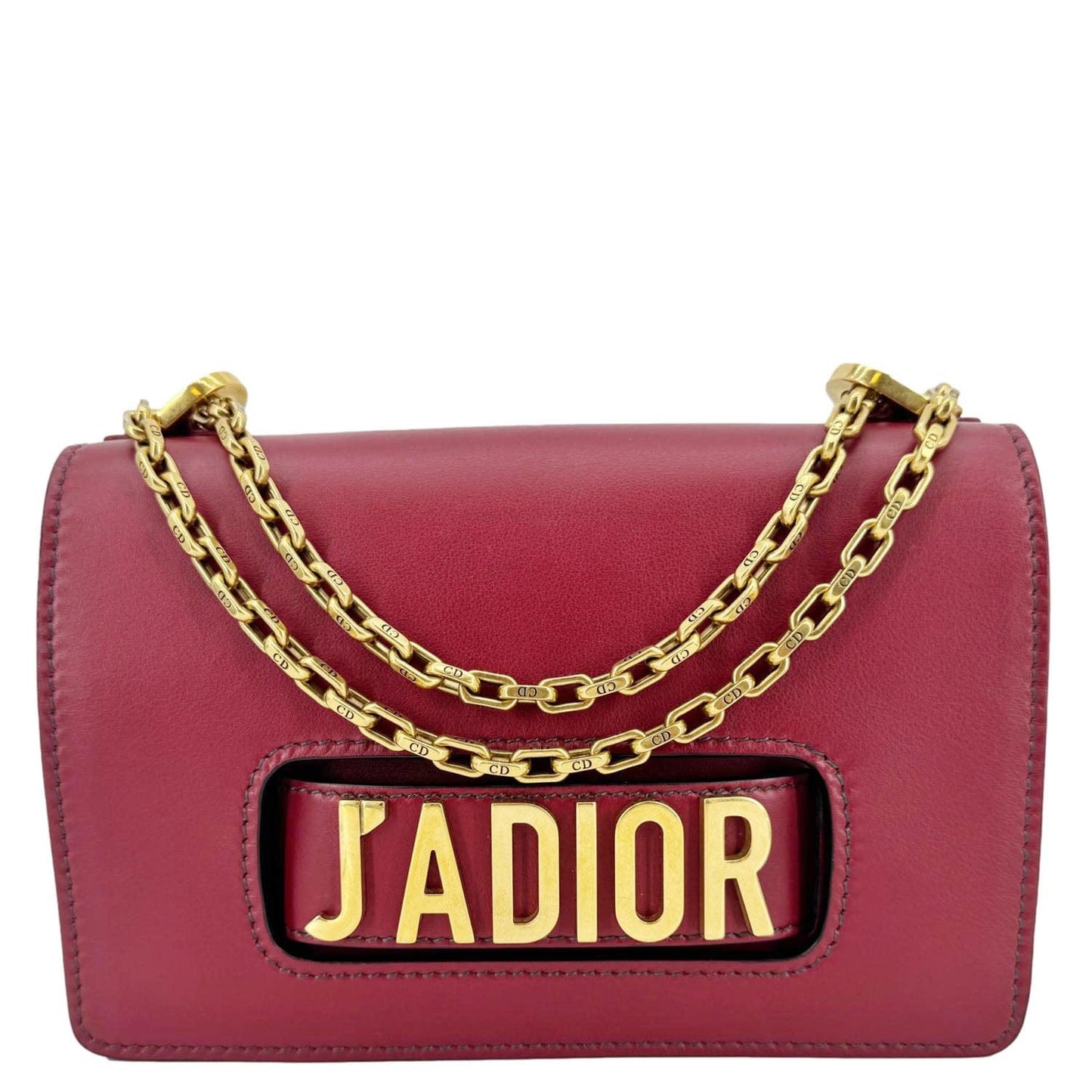 CHRISTIAN DIOR J'Adior Flap Medium Leather Chain Shoulder Bag Red