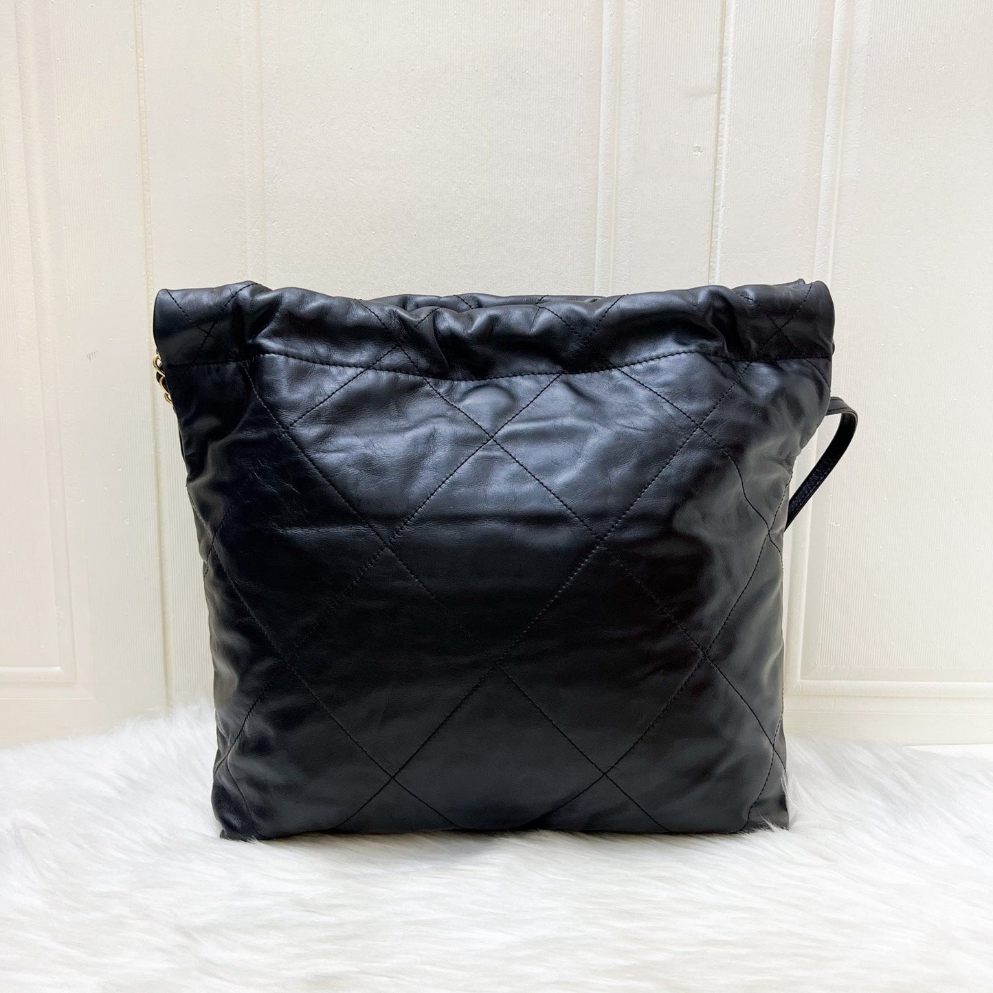 Chanel 22 Small Hobo Bag in Black Shiny Calfskin and AGHW (Model: AS3260)