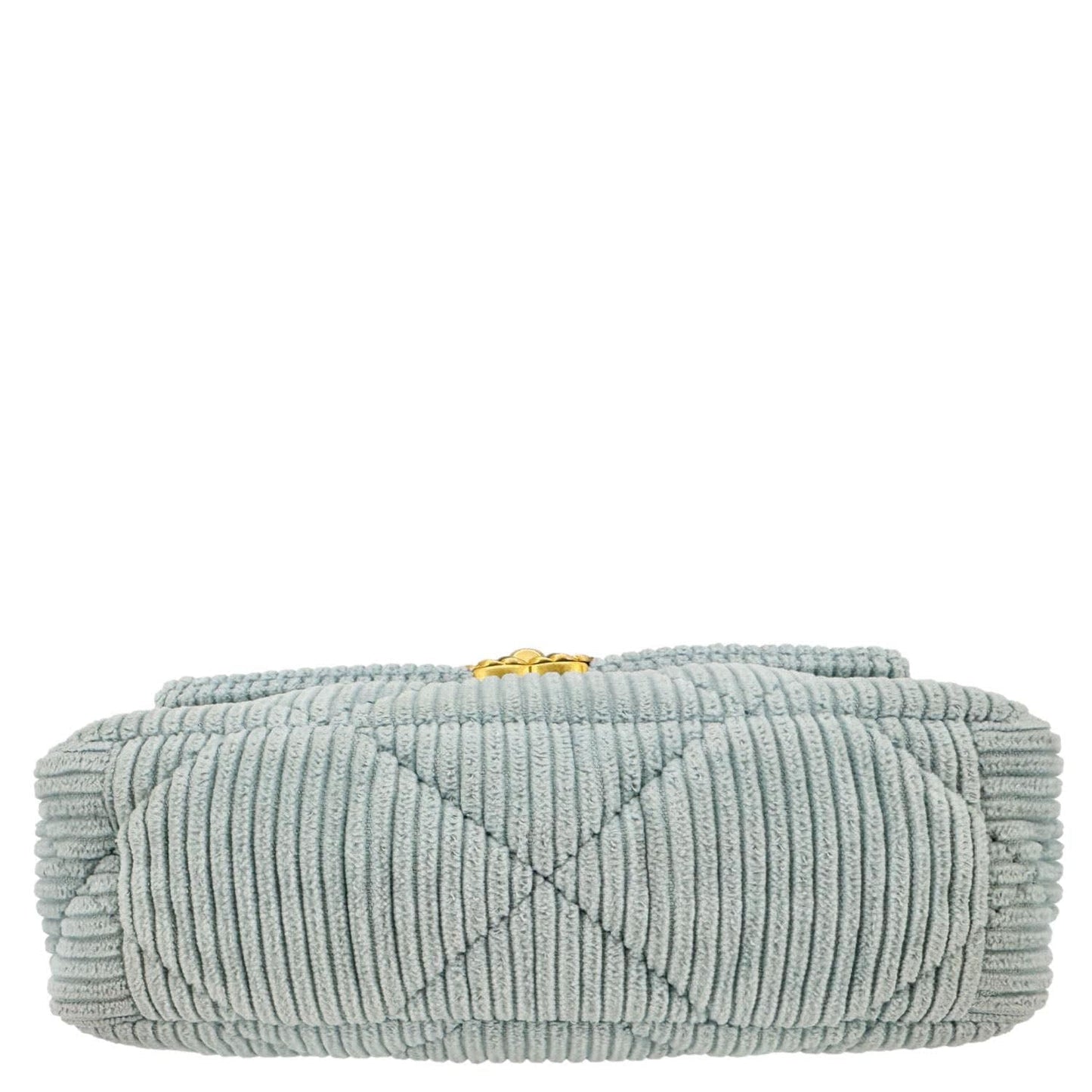 CHANEL 19 Flap Medium Quilted Corduroy Shoulder Bag Light Blue