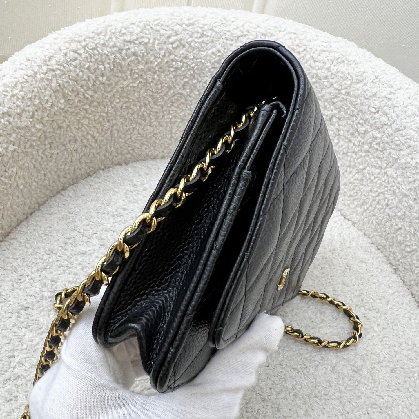 Chanel Classic Wallet on Chain WOC in Black Caviar and GHW (Model: A33814) Crossbody