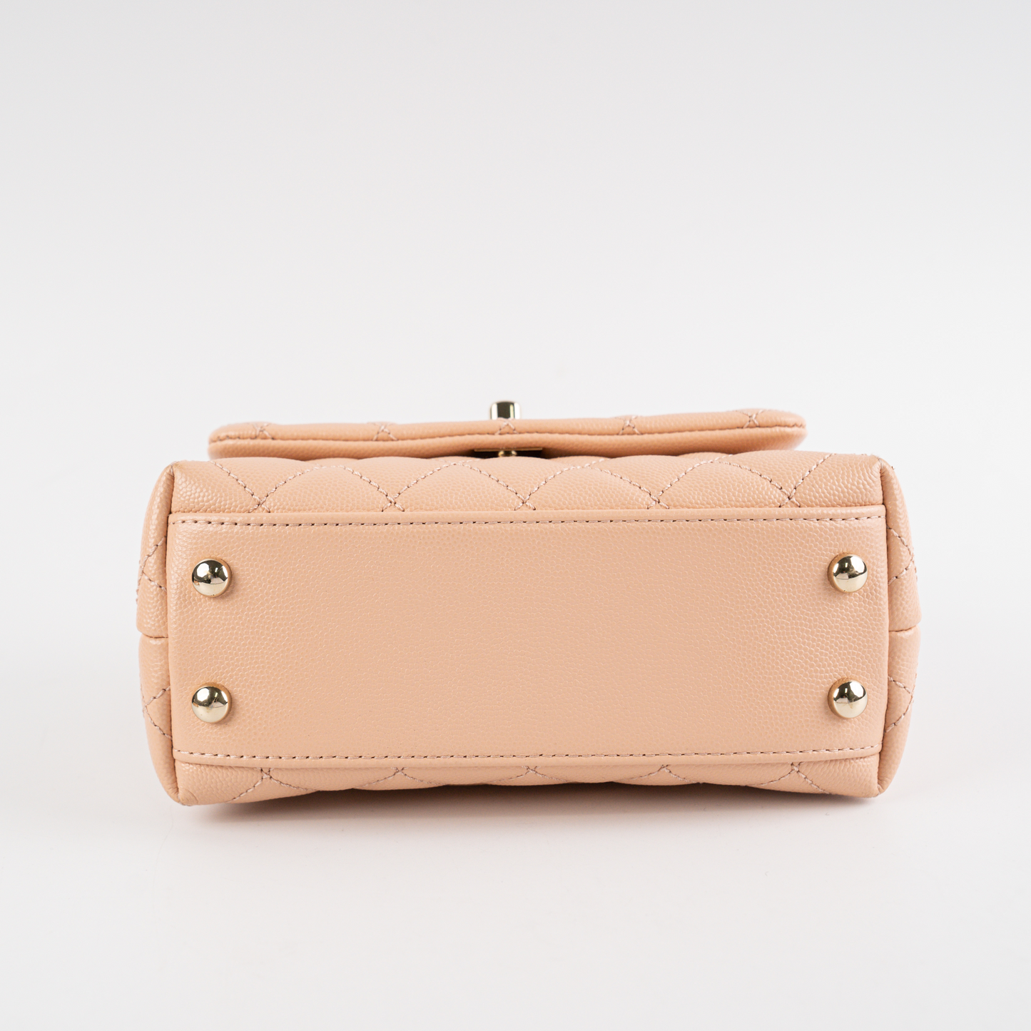 Chanel Mini Coco Handle Peach Caviar Top Handle