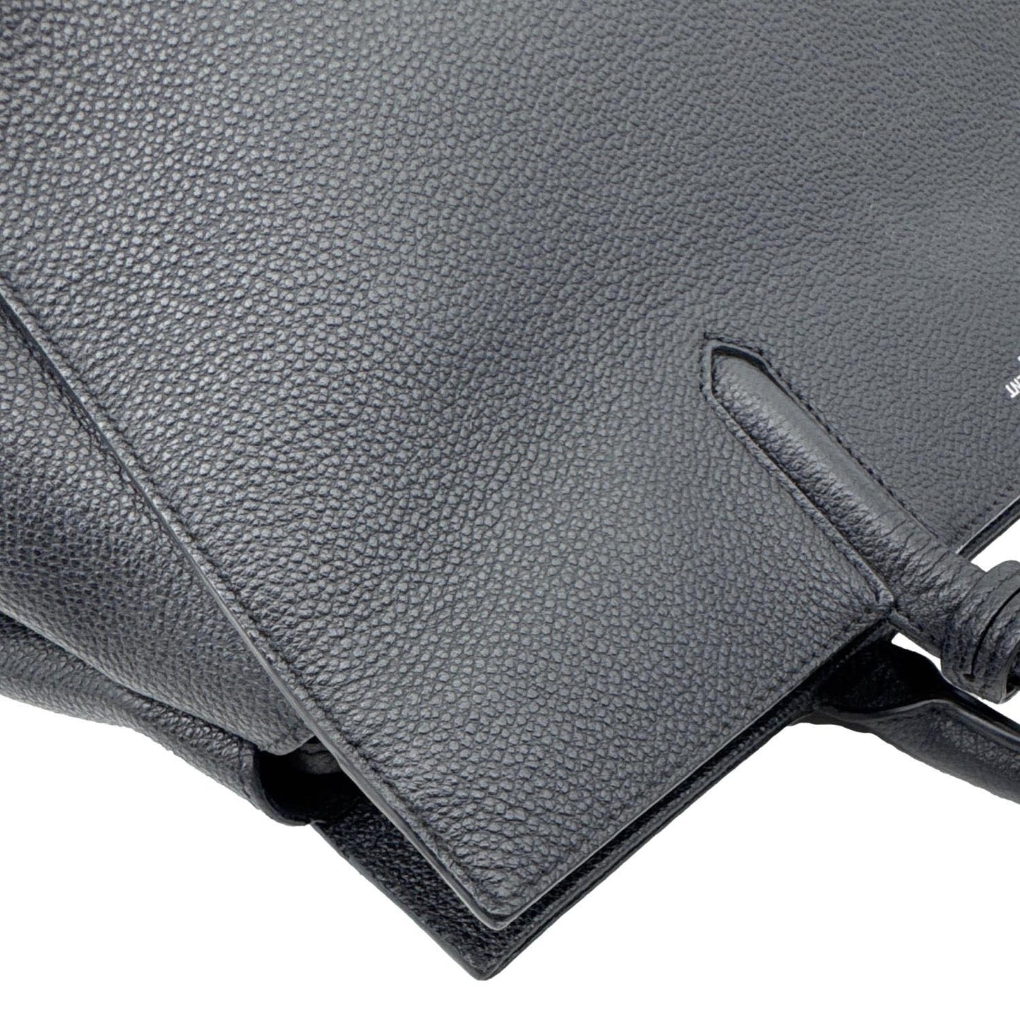 YVES SAINT LAURENT Cabas Rive Gauche Small Pebbled Leather Satchel Bag Black