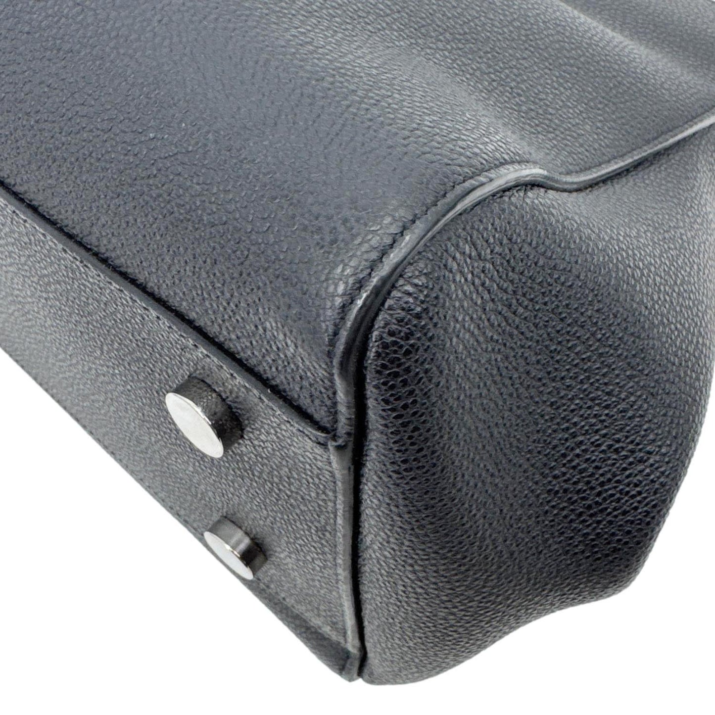 YVES SAINT LAURENT Cabas Rive Gauche Small Pebbled Leather Satchel Bag Black