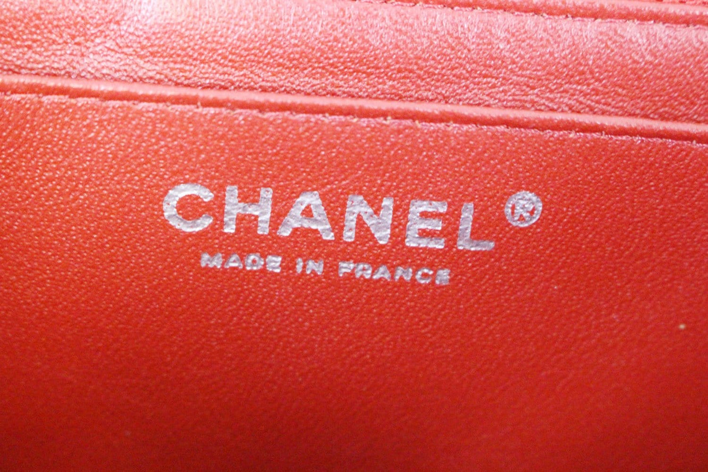 CHANEL Red Quilted Lambskin Leather Classic Jumbo Double Flap Bag