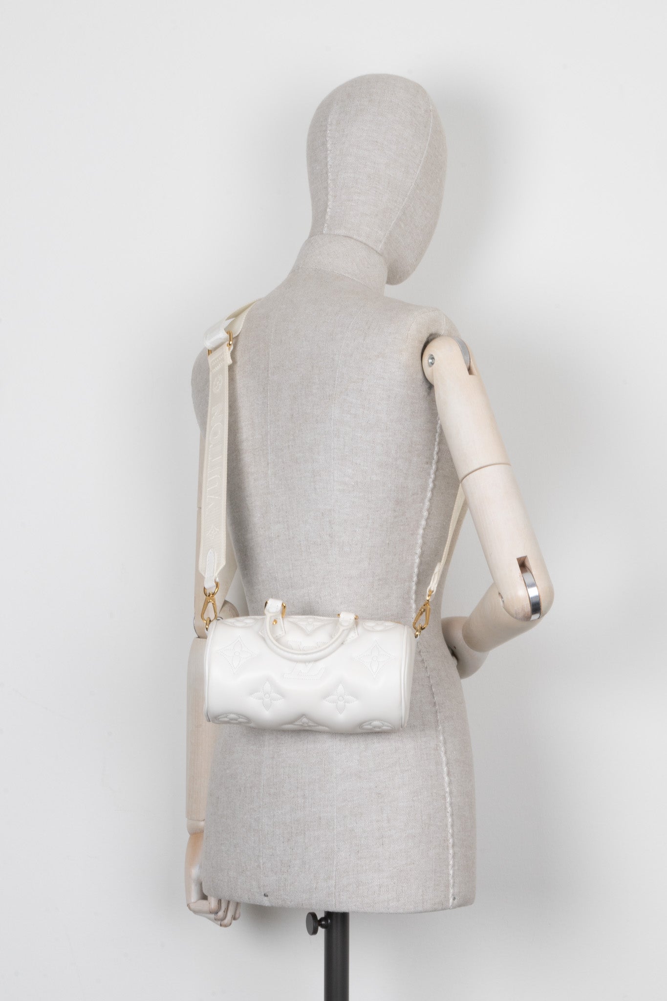 LOUIS VUITTON Papillon BB Satchel Bag White Empreinte