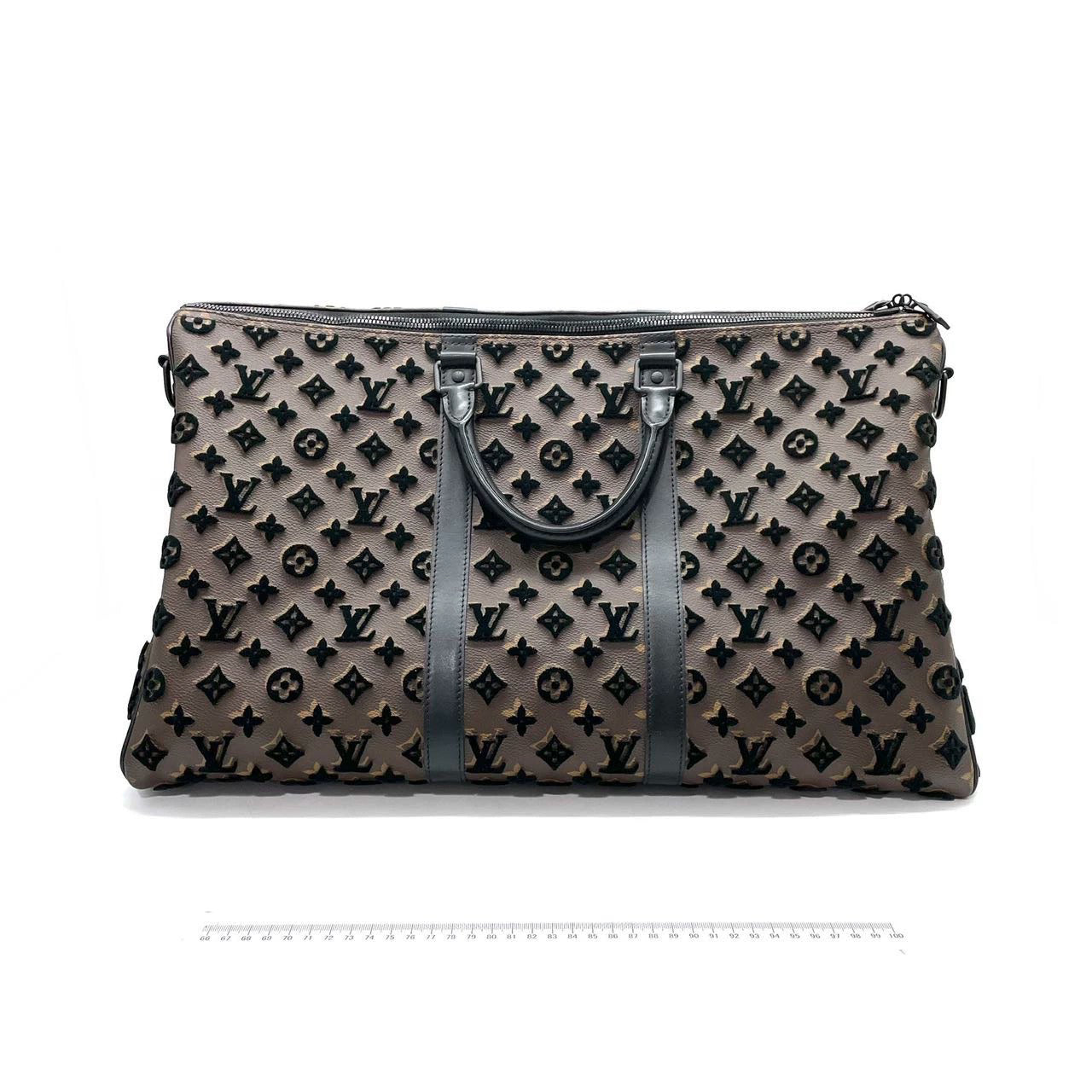 Louis Vuitton Keepall Triangle Bag 50 Canvas Shoulder Strap Monogram Tufting Brown Black Never Worn