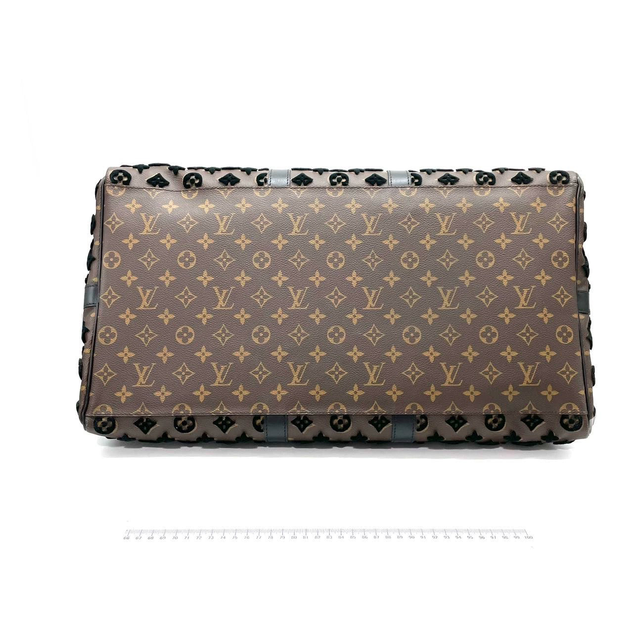 Louis Vuitton Keepall Triangle Bag 50 Canvas Shoulder Strap Monogram Tufting Brown Black Never Worn