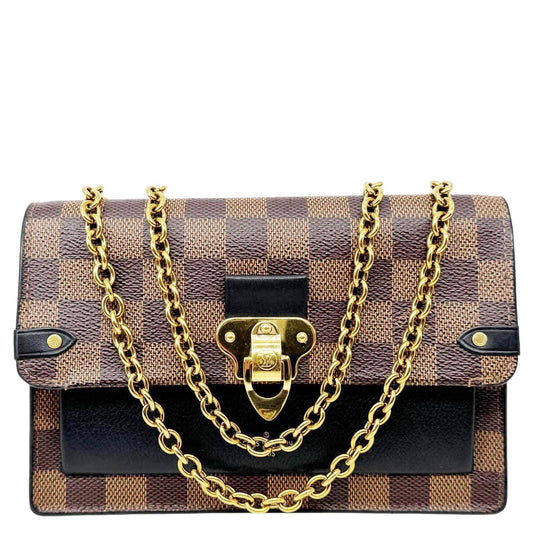 LOUIS VUITTON Vavin PM Damier Ebene Chain Crossbody Bag Black