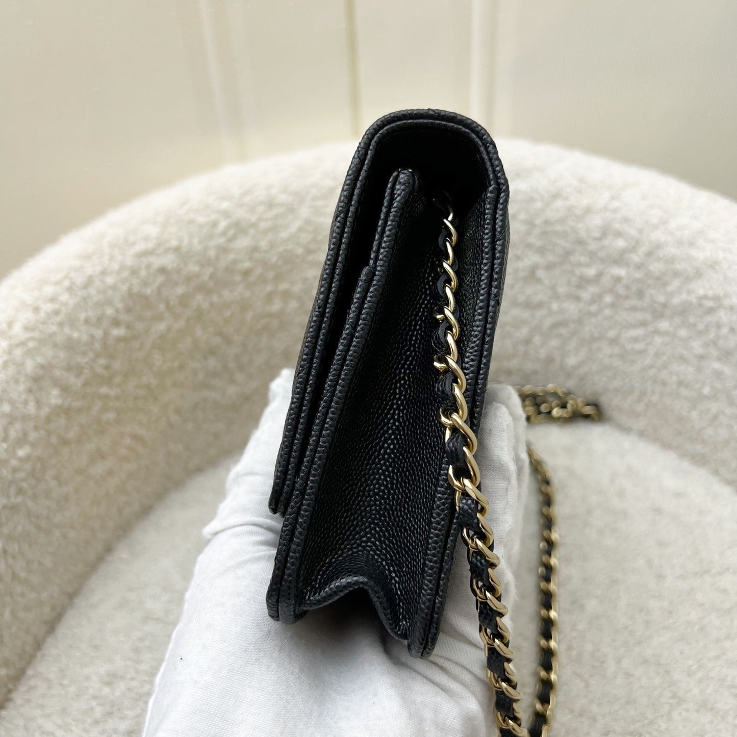 Chanel 23S Wallet on Chain WOC in Black Caviar, Diamantes Studded Logo and SHW (Model: AP3336) Crossbody
