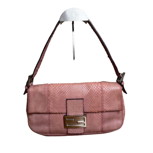 FENDI Baguette Vintage Purple Python-skin Leather Shoulder Bag