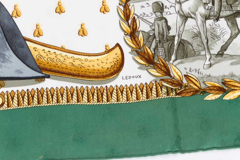 Hermes Green Napoleon Silk Scarf