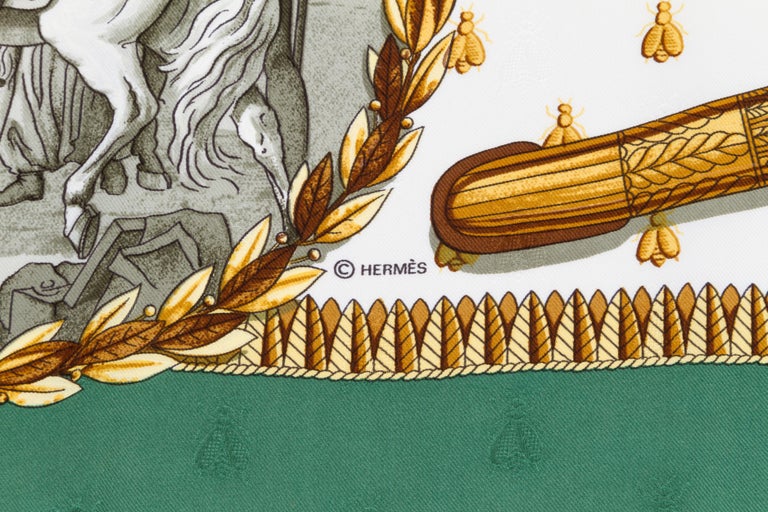 Hermes Green Napoleon Silk Scarf