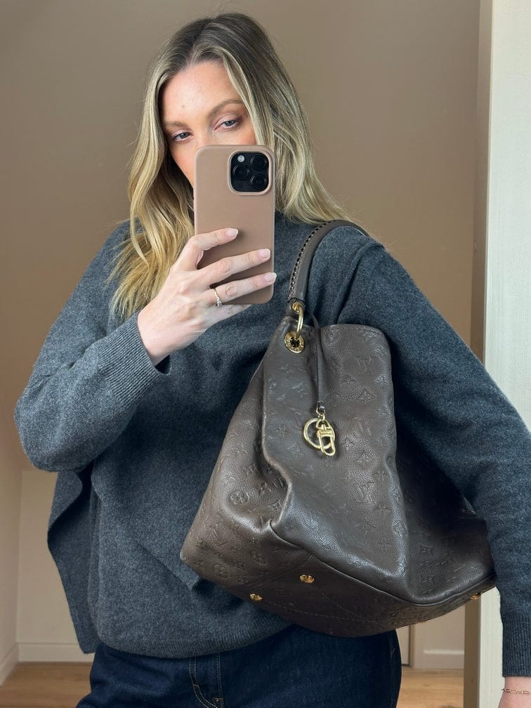 Louis Vuitton Artsy Tote Bag Crafted From Logo Embossed Brown Leather