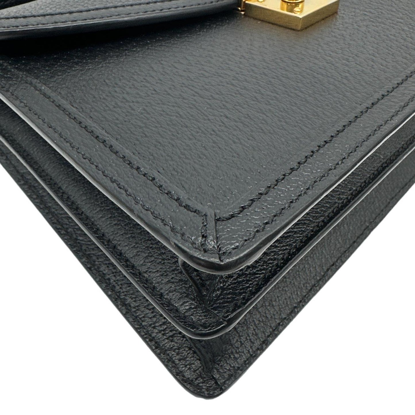 GUCCI Ophidia Calfskin Leather Top Handle Shoulder Bag Black 651055