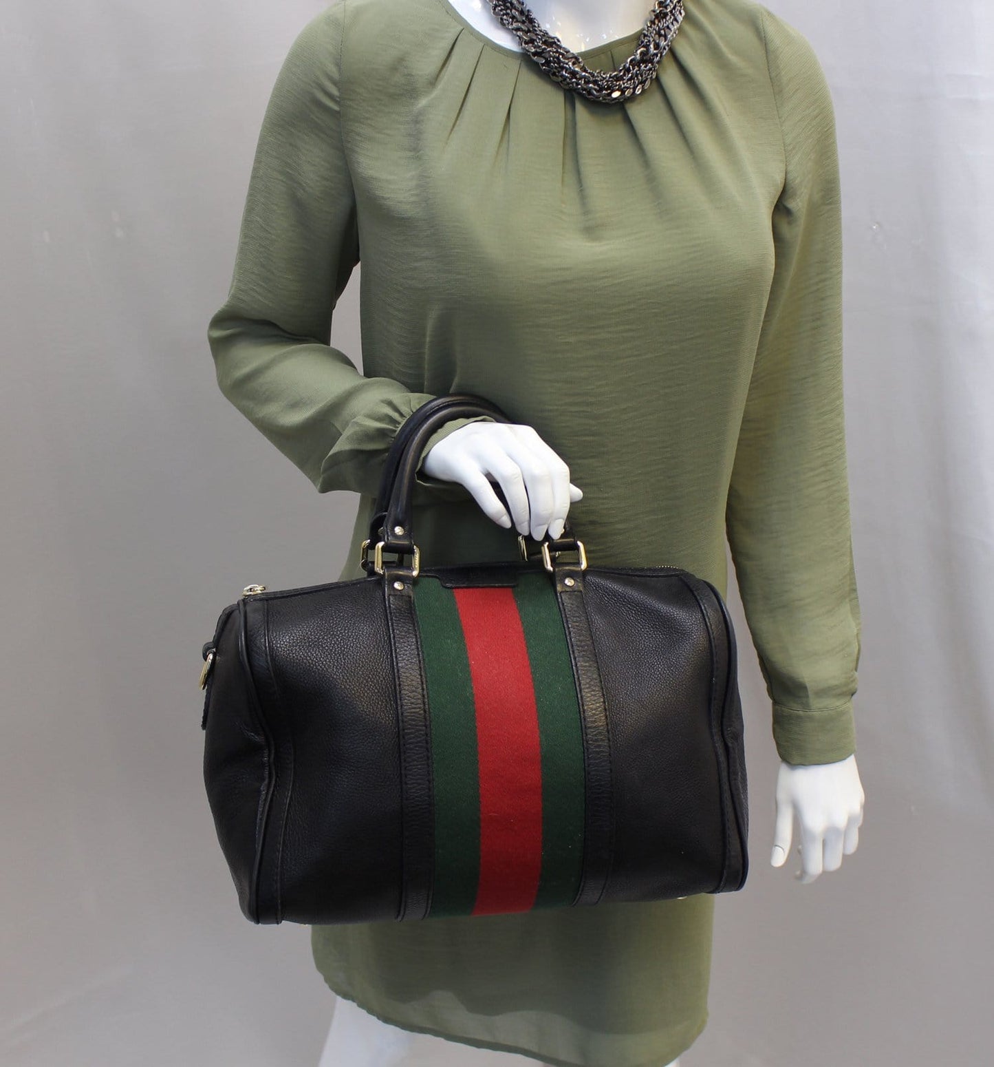 GUCCI   Web Medium Boston Bag with Signature Web