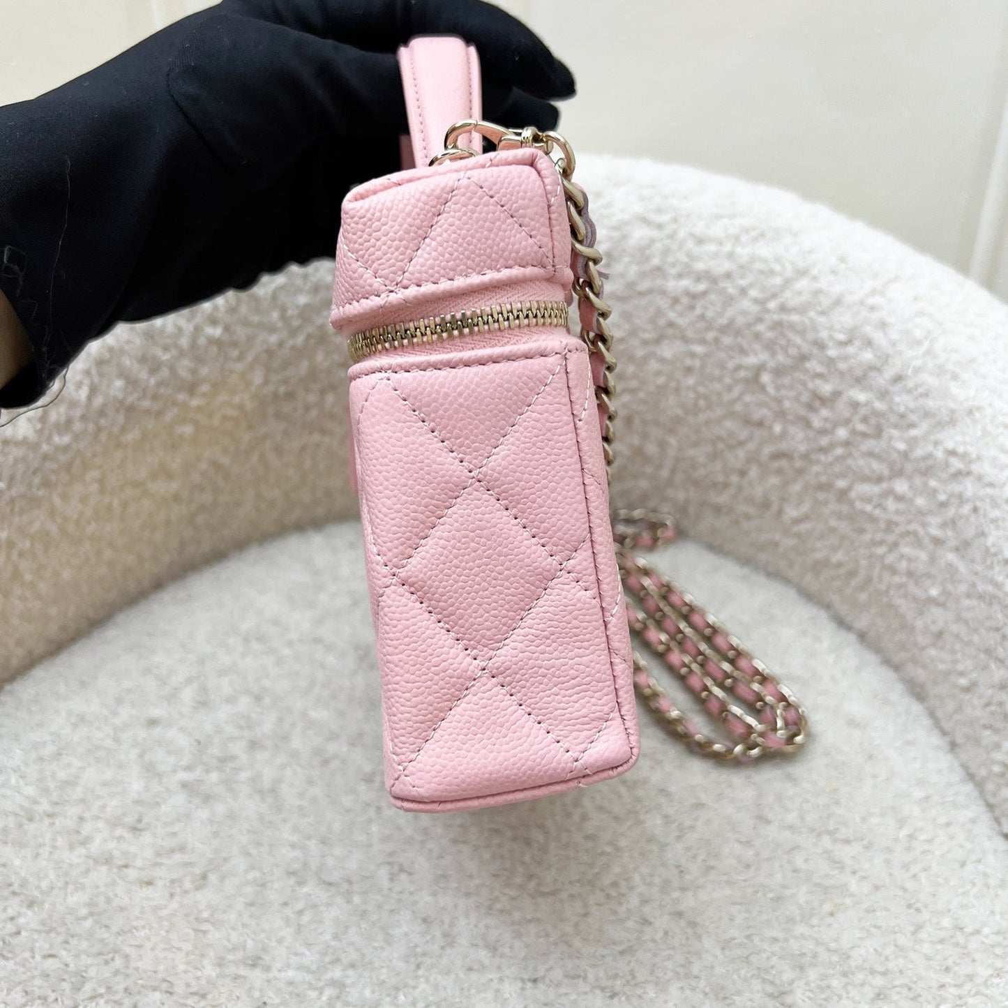 Chanel Clutch with Chain (LP Style Bag) in 25B Pink Caviar and LGHW