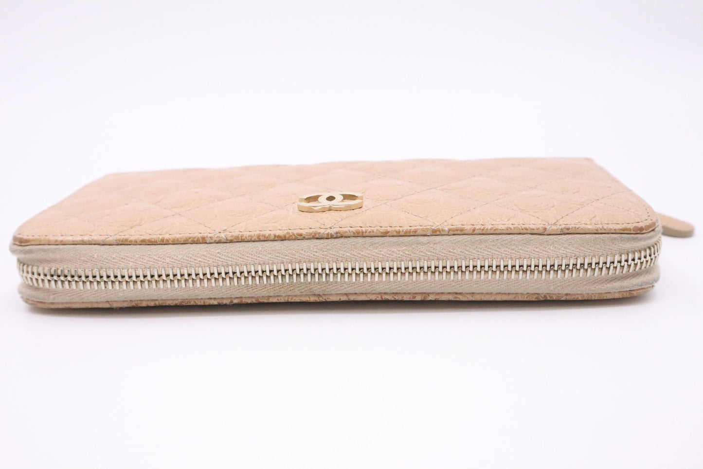 Chanel Long Zippy Wallet in Beige Camelia MatelassÃ© Leather