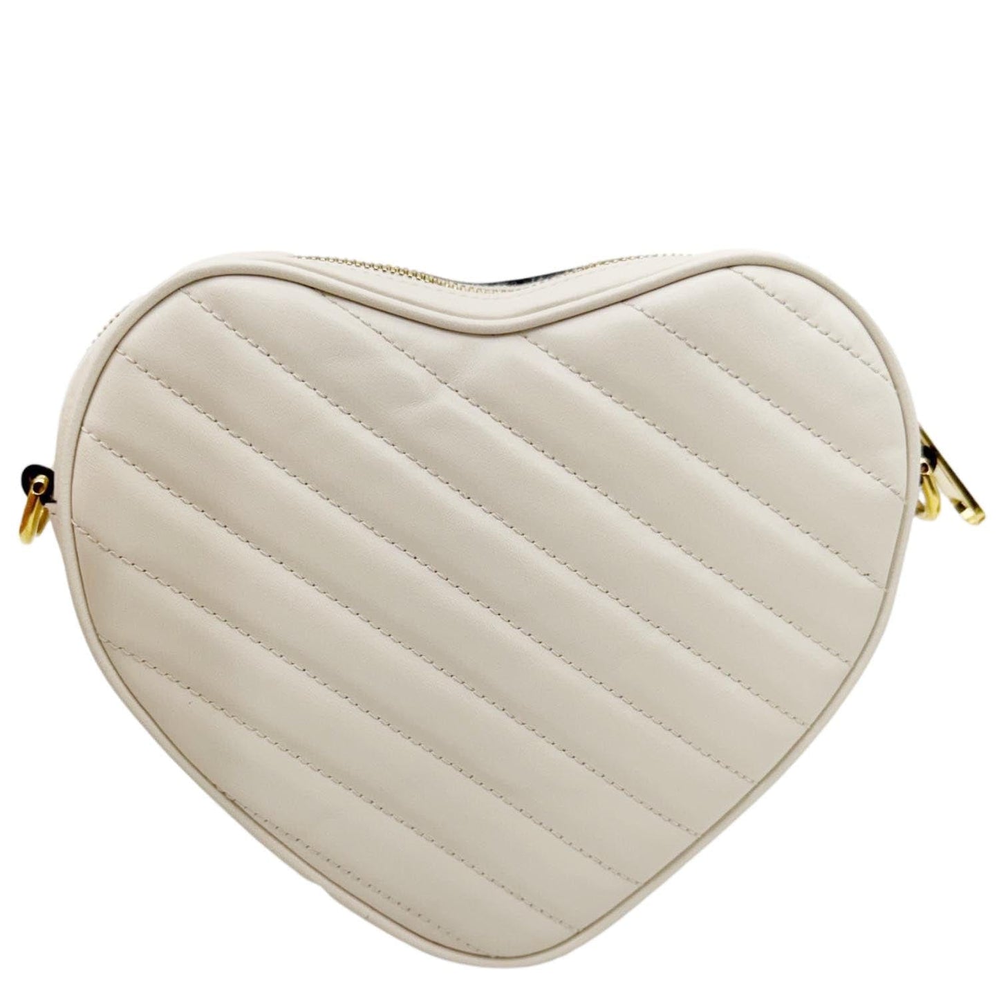 GUCCI Heart Mini Interlocking G Diagonal Matelasse Leather Shoulder Bag Off White 751628