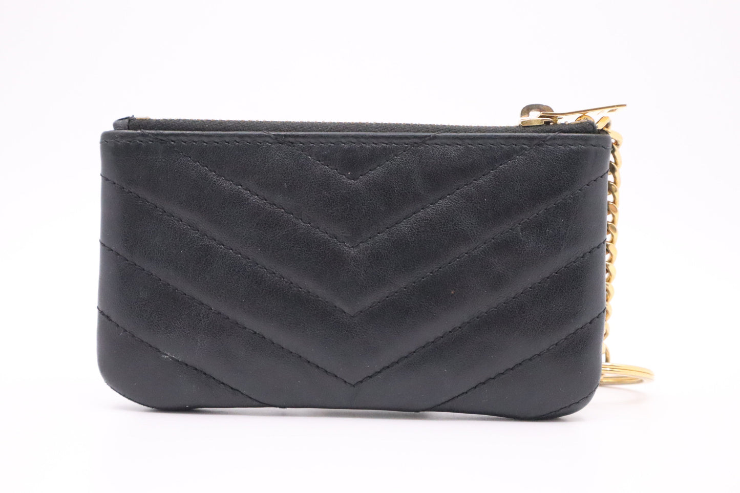 YSL Saint Laurent Key Case in Dark Blue Leather
