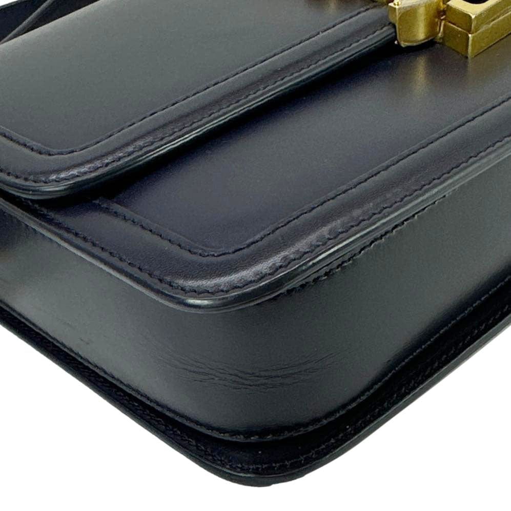 YVES SAINT LAURENT Solferino Medium Leather Shoulder Bag Navy Blue