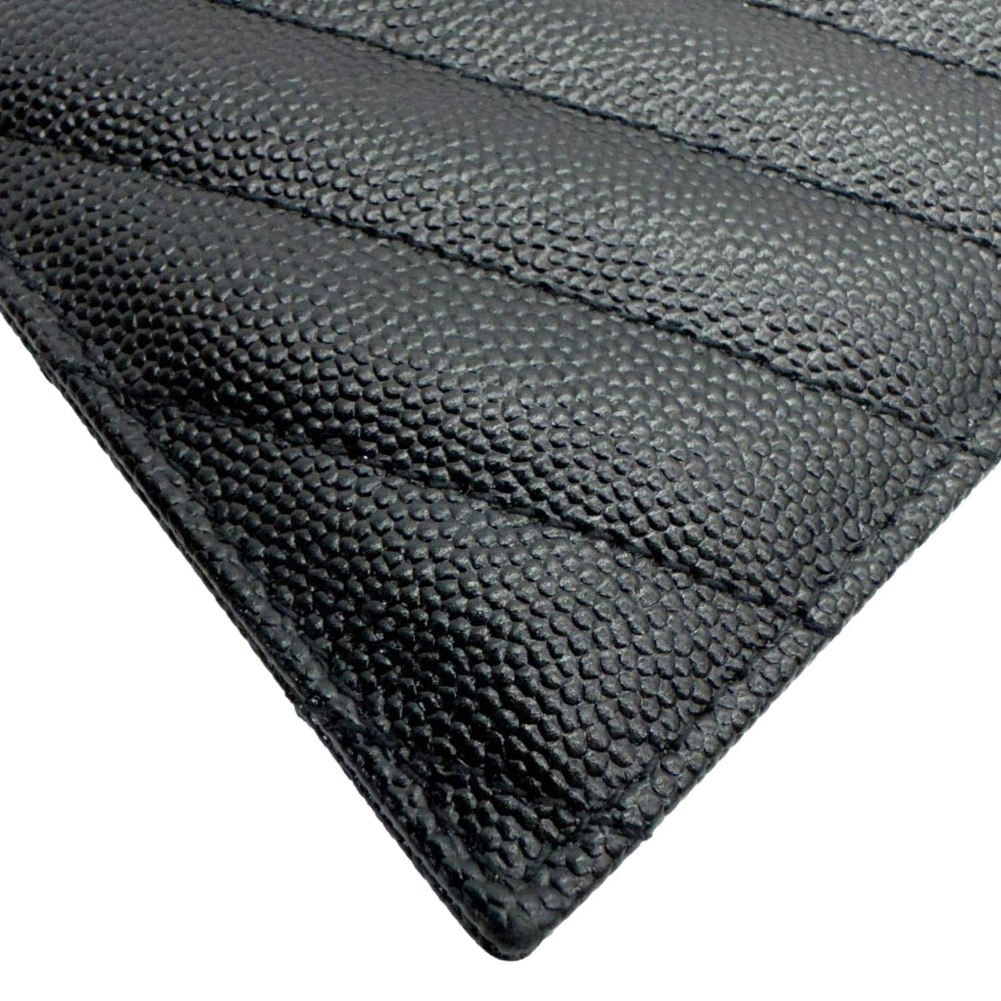 YVES SAINT LAURENT Monogram Bill Grain De Poudre Chevron Leather Zip Pouch Black