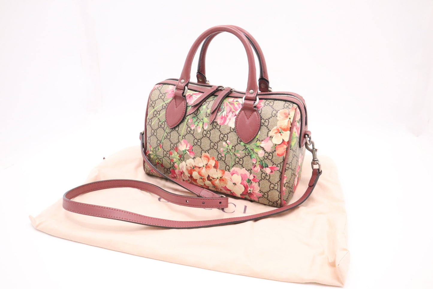 Gucci Boston Bag in Pink Blooms GG Canvas