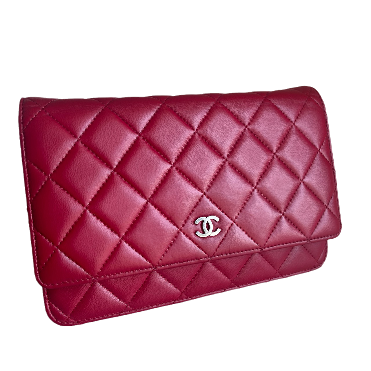 Chanel Wallet On Chains WOC Timeless/ Classic Red Lambskin Leather