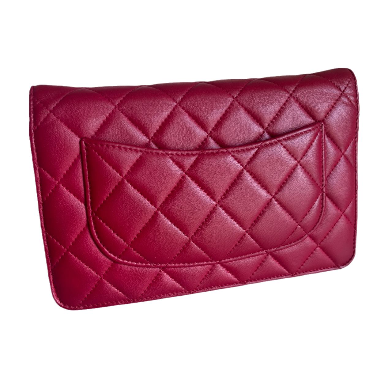Chanel Wallet On Chains WOC Timeless/ Classic Red Lambskin Leather