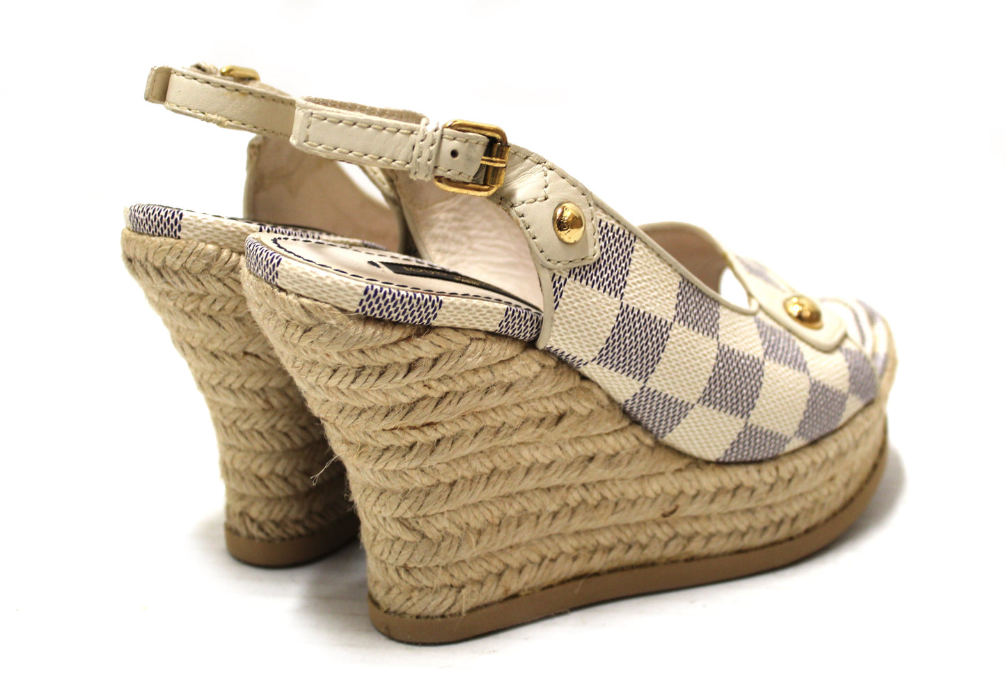 Louis Vuitton Damier Azur Espadrille Wedge Heel Size 35