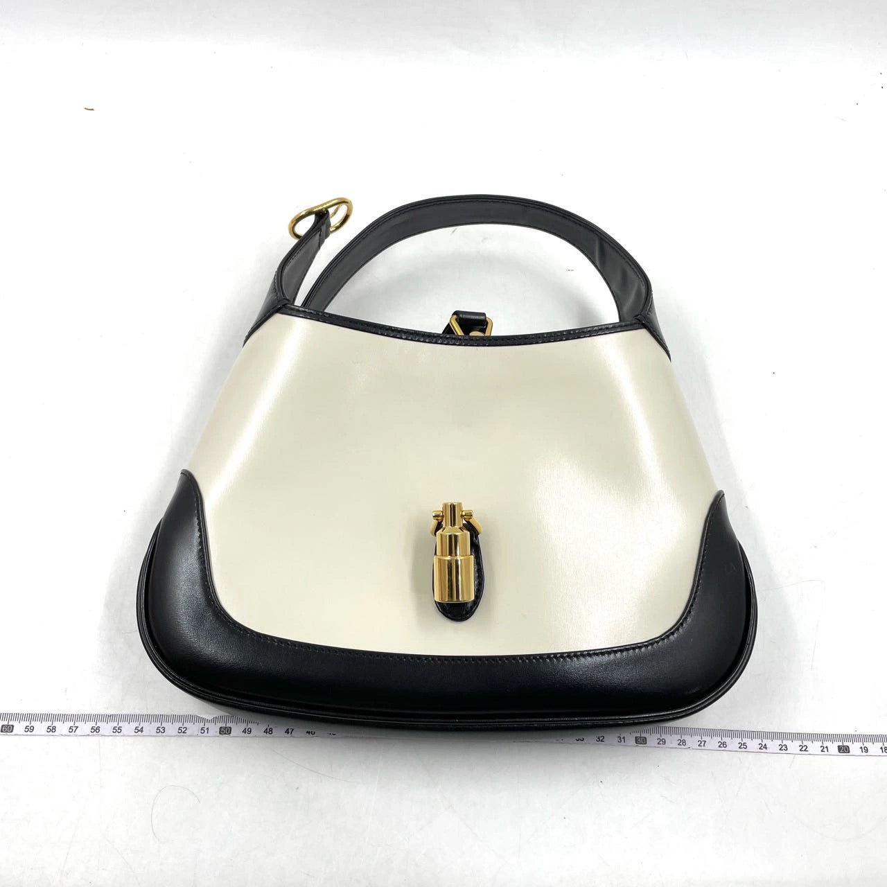Gucci Jackie 1961 White & White Leather Bag with Adjustable Strap Size Small