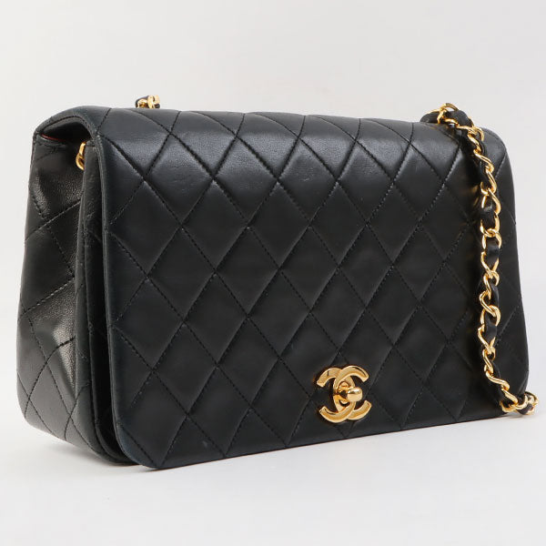Chanel Around 1990 Made Full Flap Chain Bag 23Cm Black