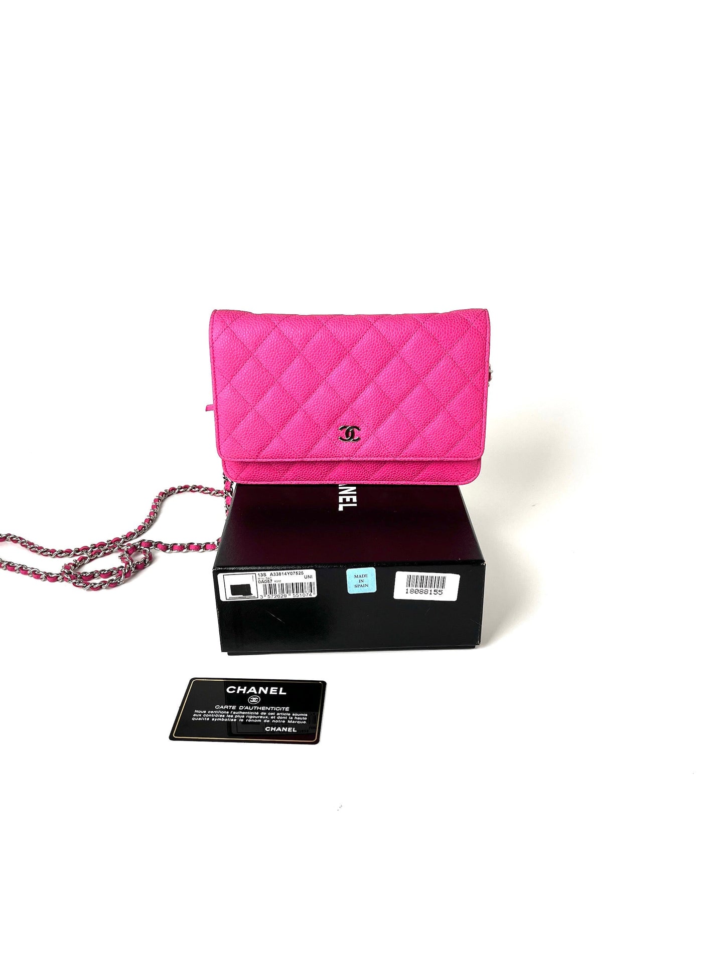 CHANEL 13S WOC Wallet on Chain Hot Pink Quilted Leather Crossbody Bag