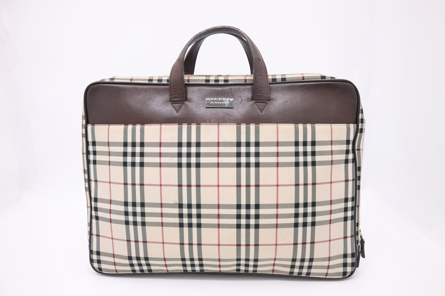 Burberry Business Bag in Beige Check Canvas