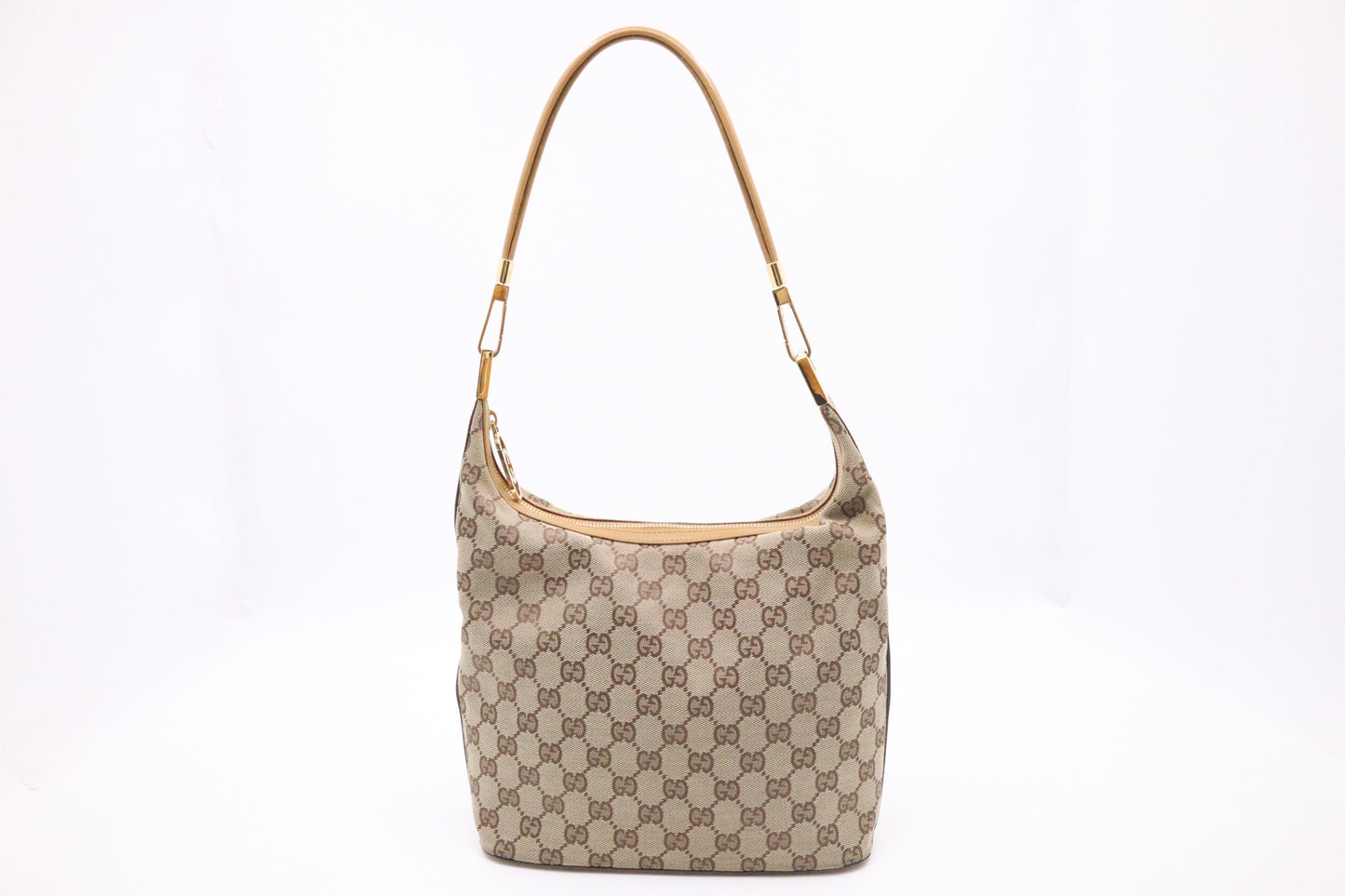 Gucci Shoulder Bag in GG Canvas & Tan Leather