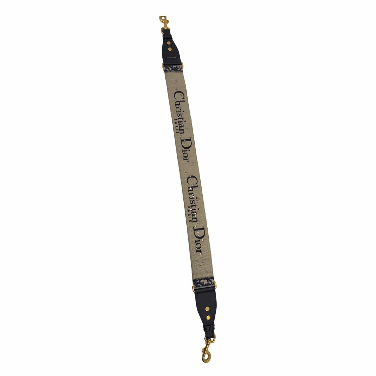 CHRISTIAN DIOR Studded Oblique Embroidered Denim Strap Navy Blue