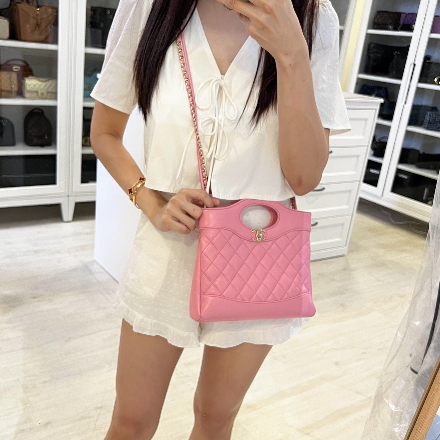 Chanel 31 Small / Mini Shopping Bag in 25P Cotton Candy Pink Shiny Calfskin and LGHW