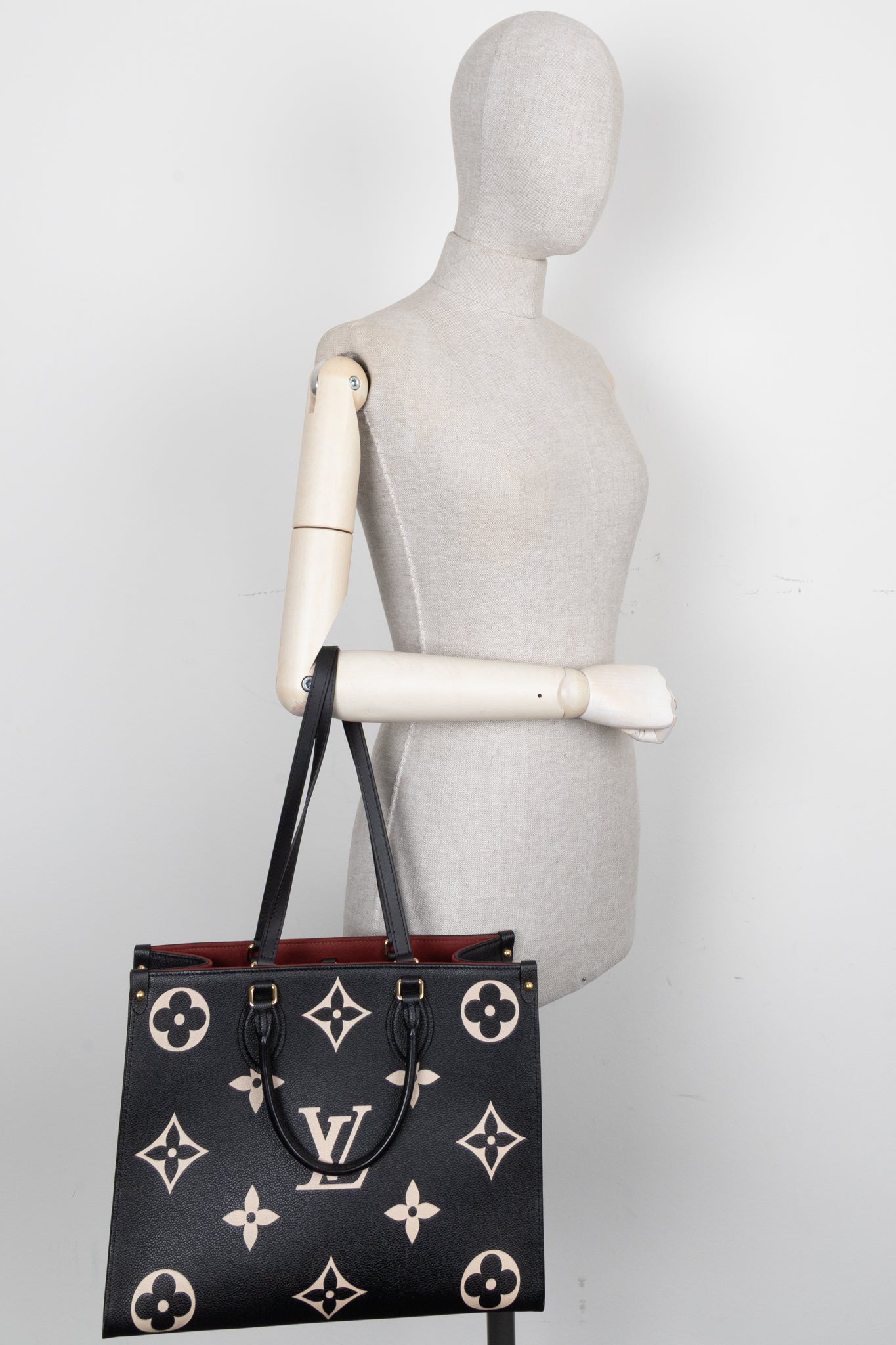 LOUIS VUITTON OnTheGo MM Tote Bag Empreinte Black Beige
