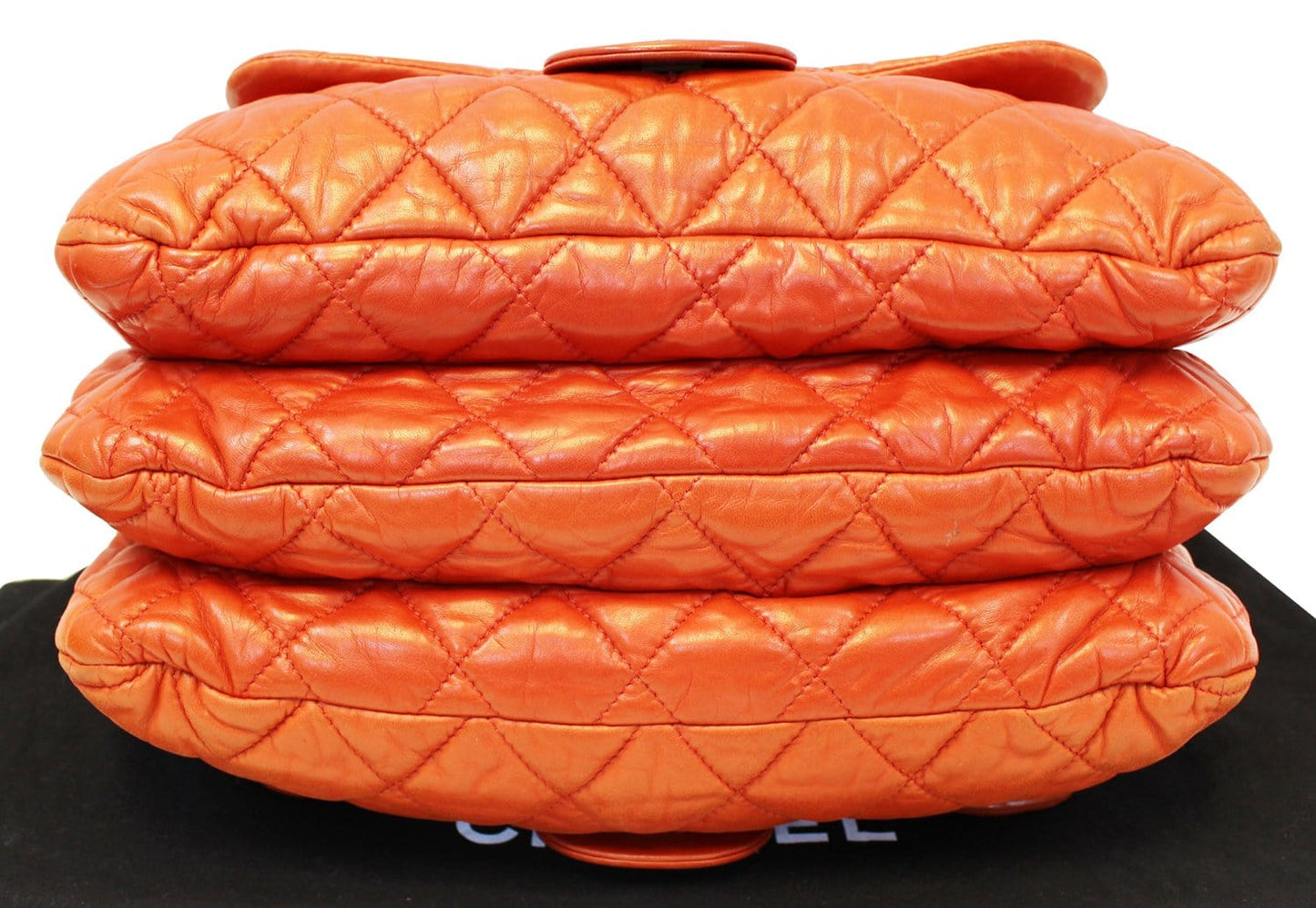 CHANEL 3 Bag Versus Orange Lambskin Leather Classic Flap Shoulder Bag