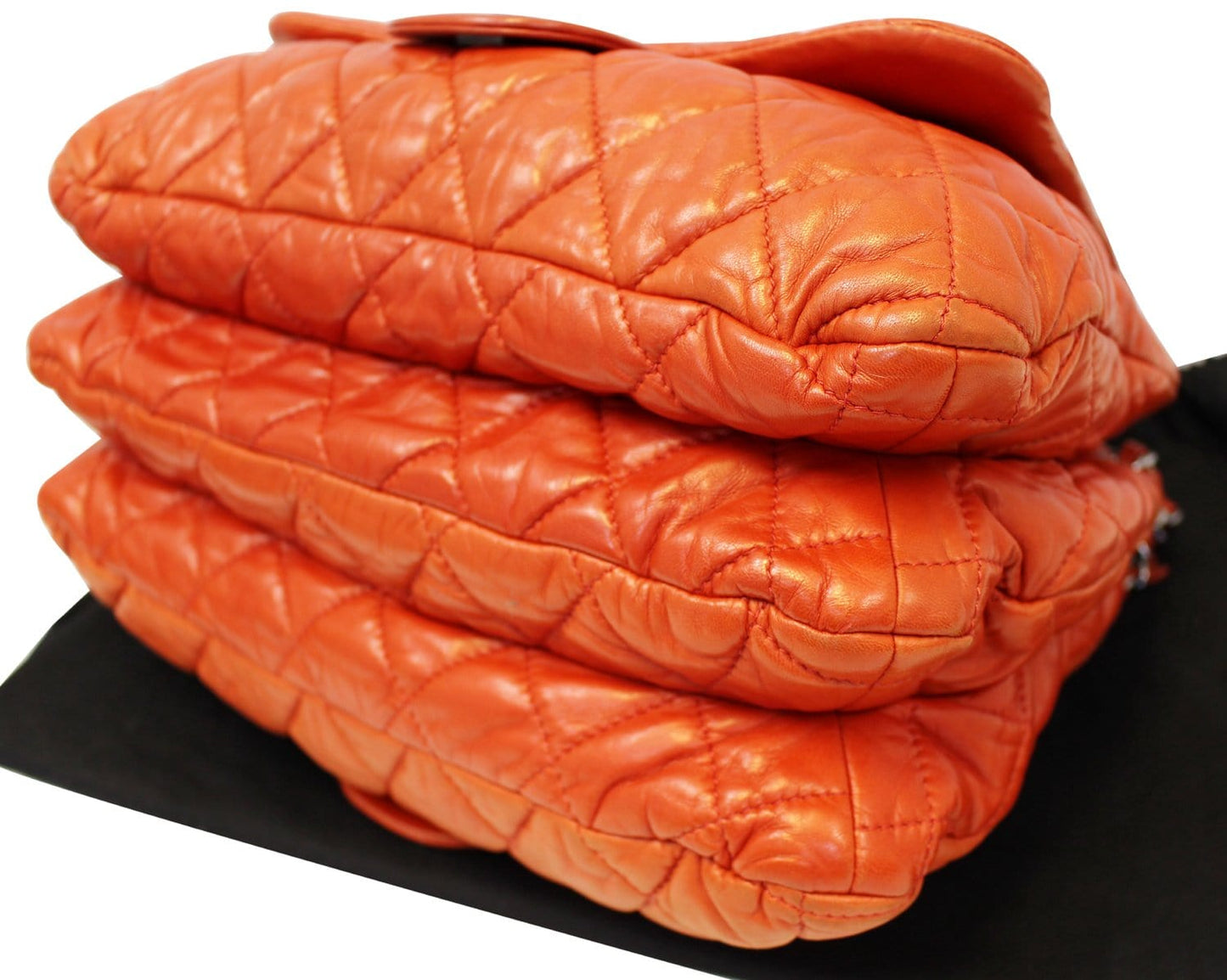 CHANEL 3 Bag Versus Orange Lambskin Leather Classic Flap Shoulder Bag